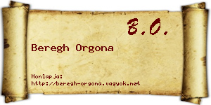Beregh Orgona névjegykártya